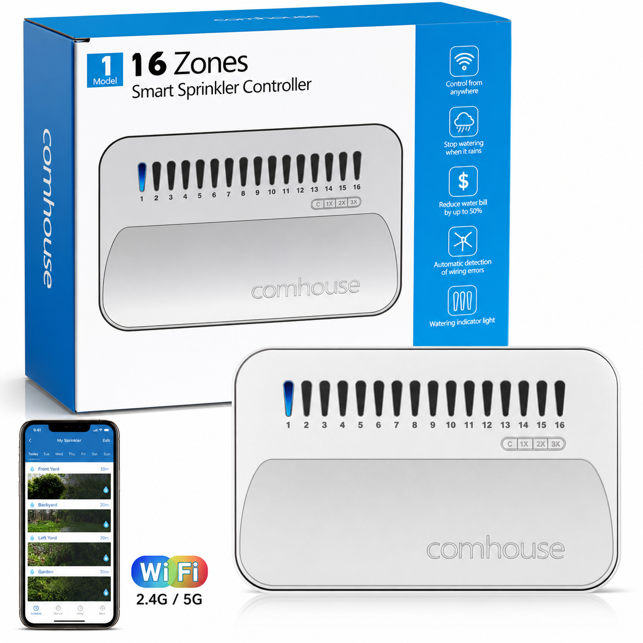 Comhouse 16 Zones Smart Sprinkler Controller